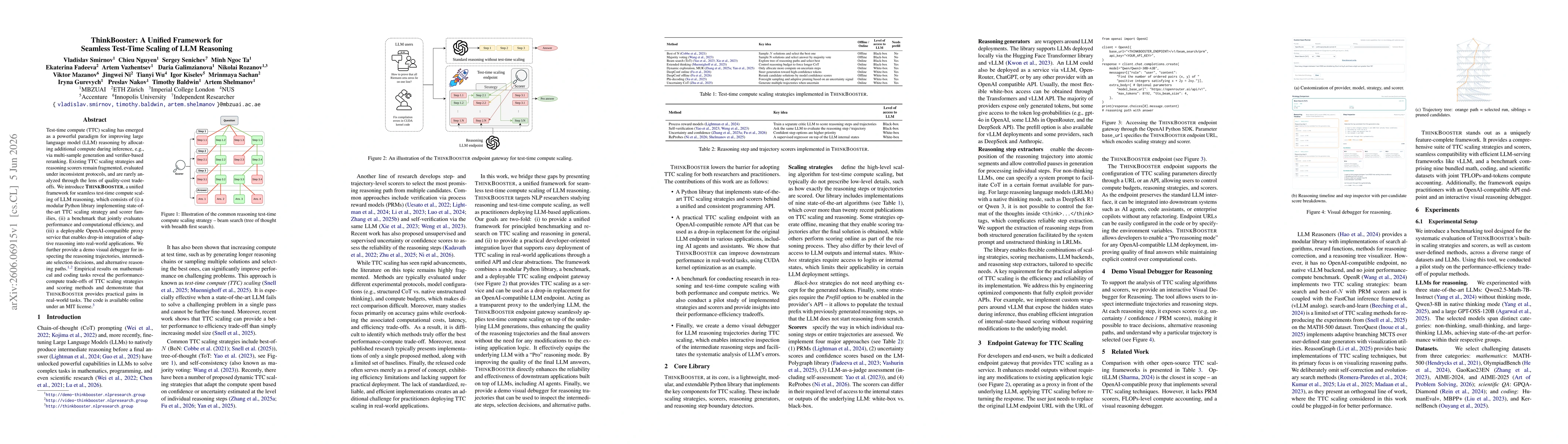 Thumbnail for ThinkBooster: A Unified Framework for Seamless Test-Time Scaling of LLM Reasoning