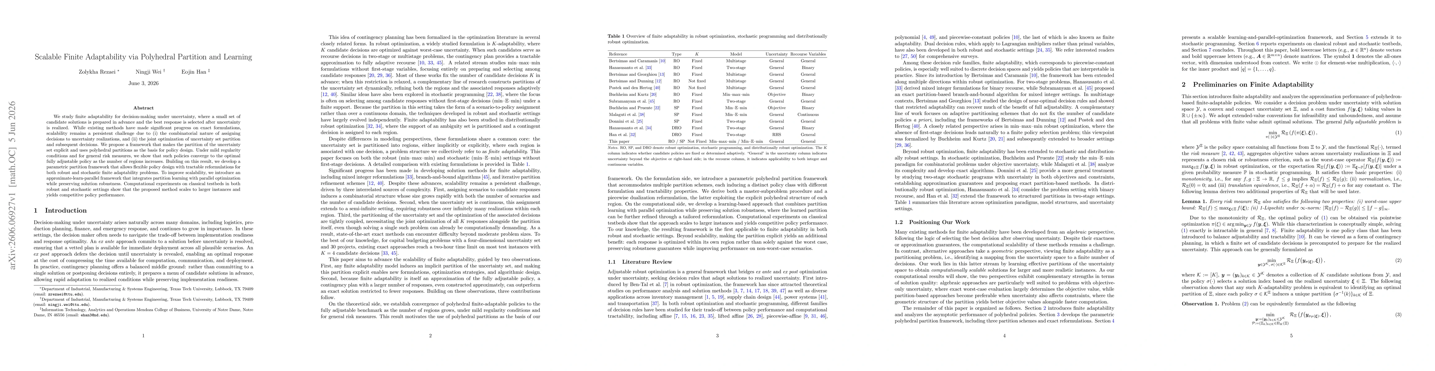 Thumbnail for Scalable Finite Adaptability via Polyhedral Partition and Learning