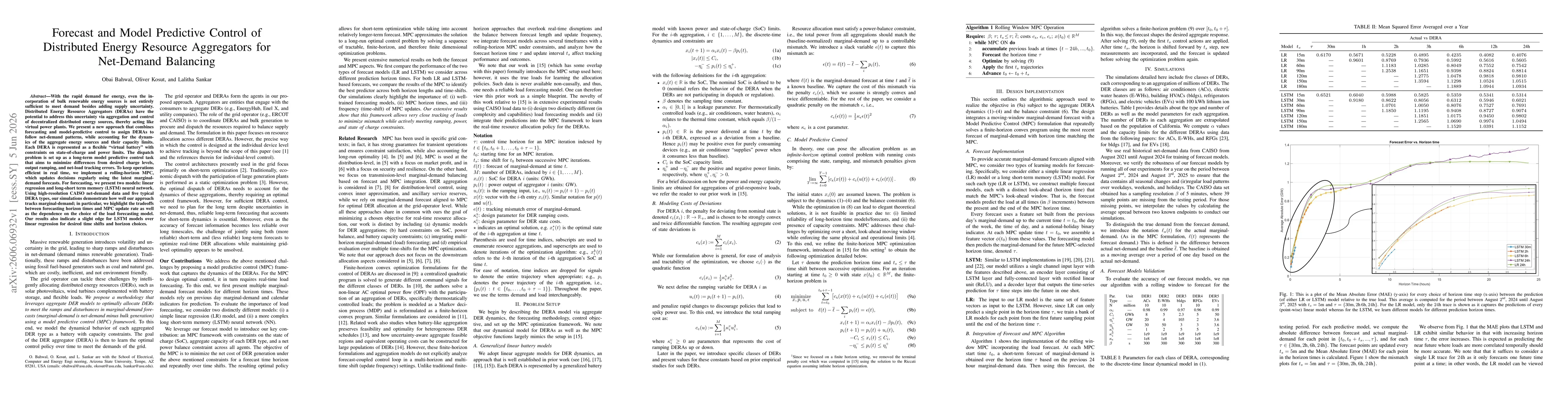 Thumbnail for Forecast and Model Predictive Control of Distributed Energy Resource Aggregators for Net-Demand Balancing