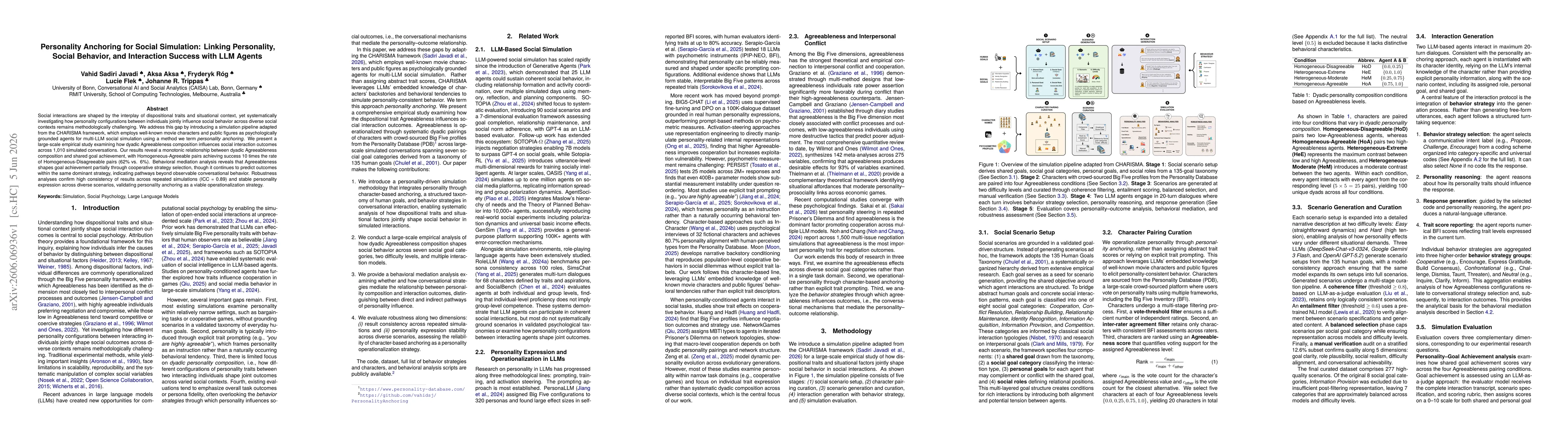 Thumbnail for Personality Anchoring for Social Simulation: Linking Personality, Social Behavior, and Interaction Success with LLM Agents