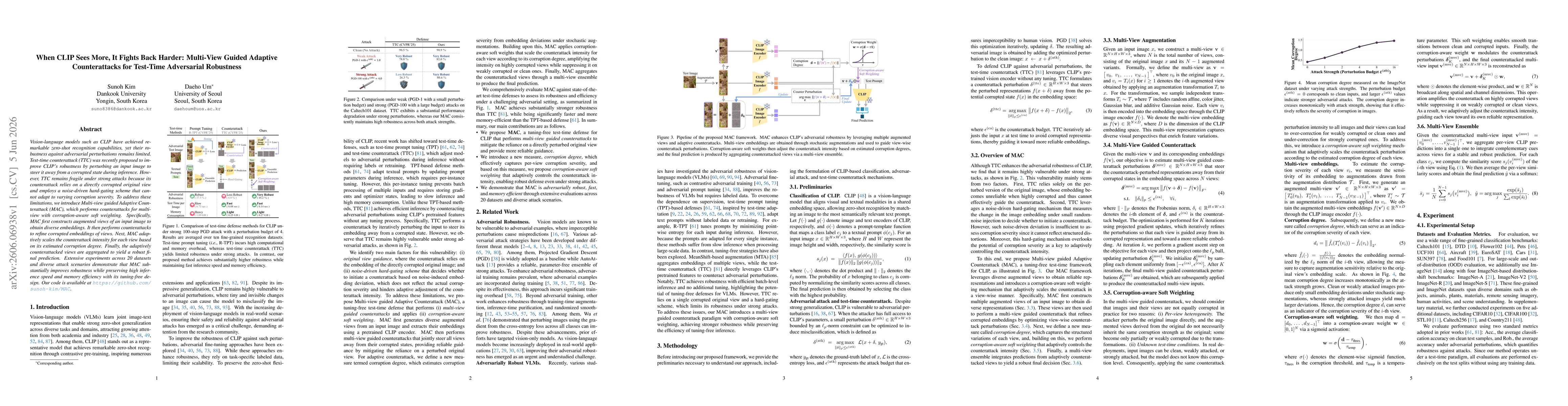 Thumbnail for When CLIP Sees More, It Fights Back Harder: Multi-View Guided Adaptive Counterattacks for Test-Time Adversarial Robustness