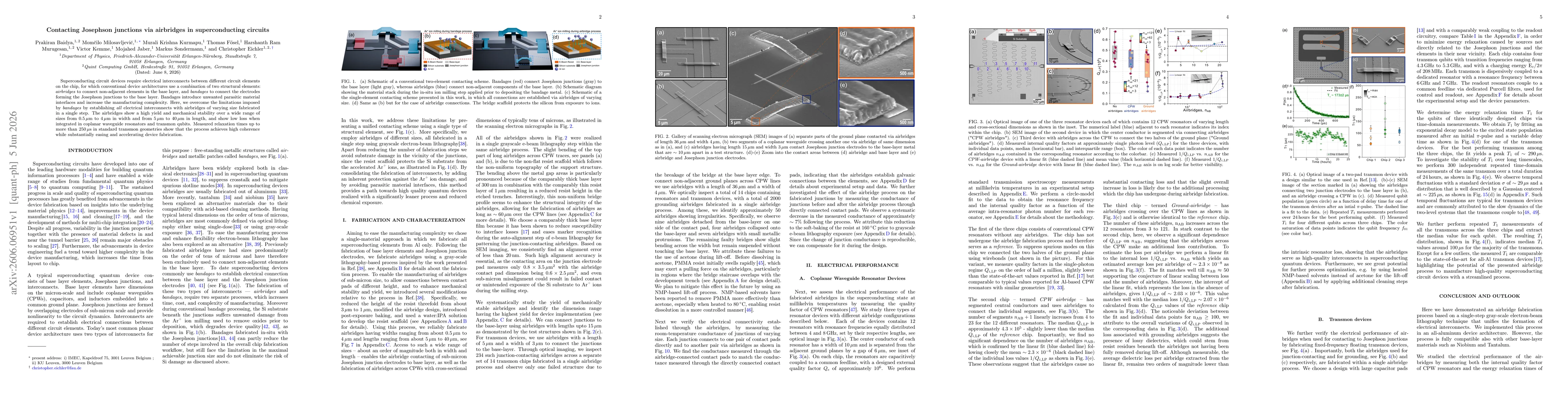 Thumbnail for Contacting Josephson Junctions via Airbridges in Superconducting Circuits