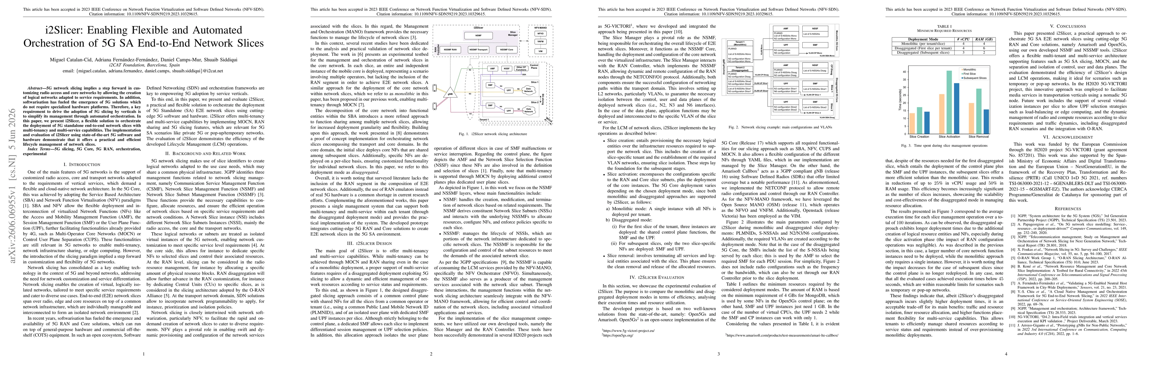 Thumbnail for i2Slicer: Enabling Flexible and Automated Orchestration of 5G SA End-to-End Network Slices
