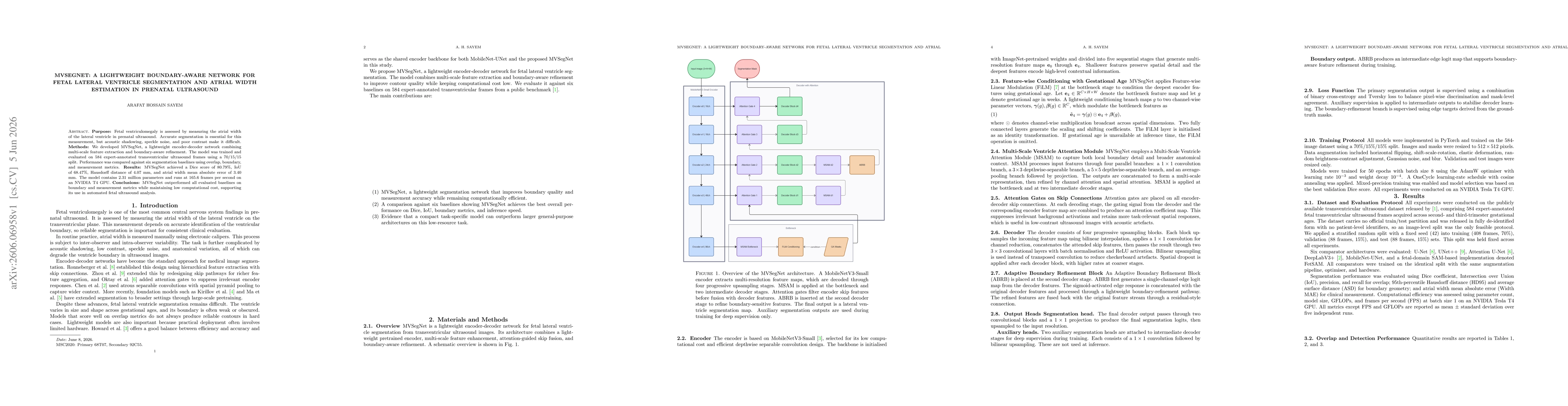 Thumbnail for MVSegNet: A Lightweight Boundary-Aware Network for Fetal Lateral Ventricle Segmentation and Atrial Width Estimation in Prenatal Ultrasound