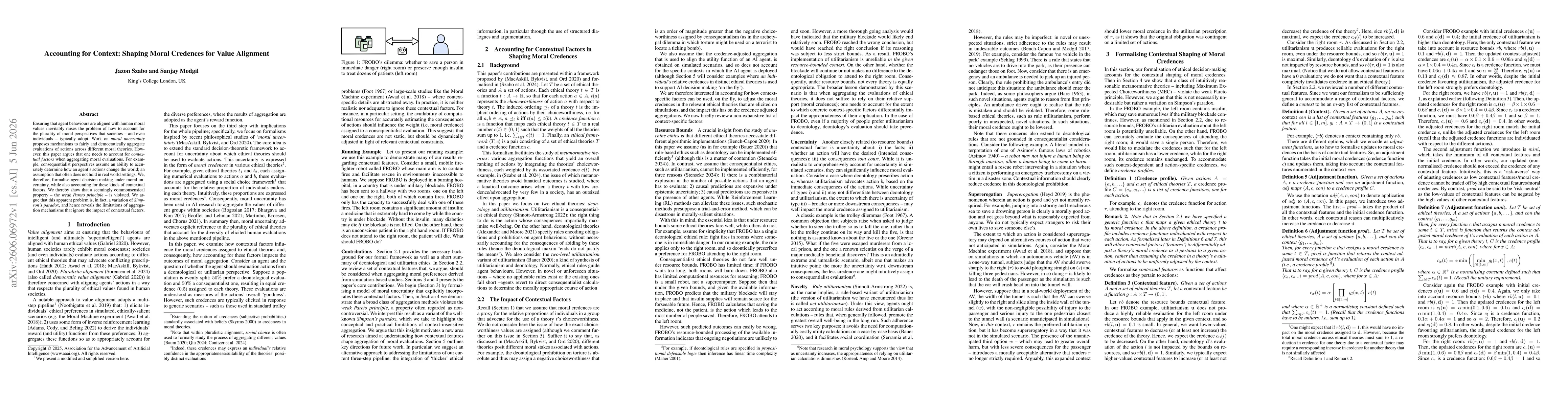 Thumbnail for Accounting for Context: Shaping Moral Credences for Value Alignment