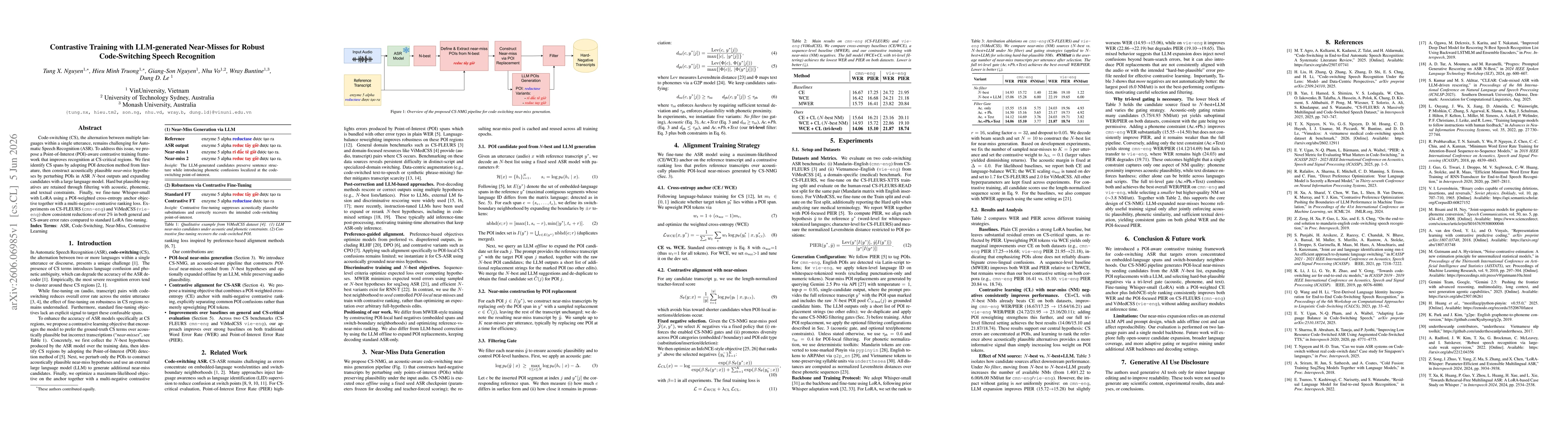 Thumbnail for Contrastive Training with LLM-generated Near-Misses for Robust Code-Switching Speech Recognition