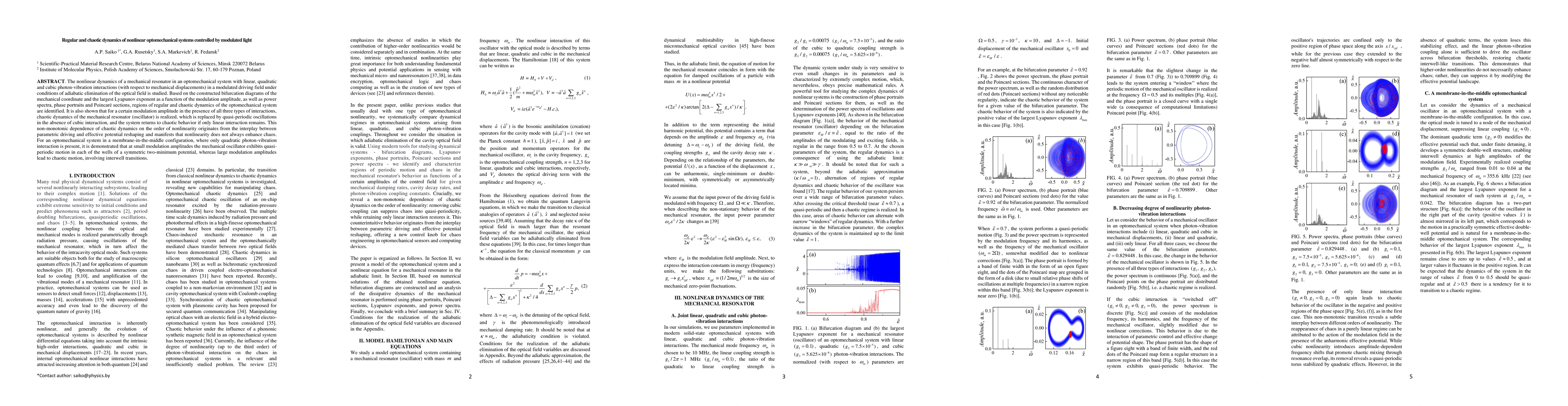 Thumbnail for Regular and chaotic dynamics of nonlinear optomechanical systems controlled by modulated light