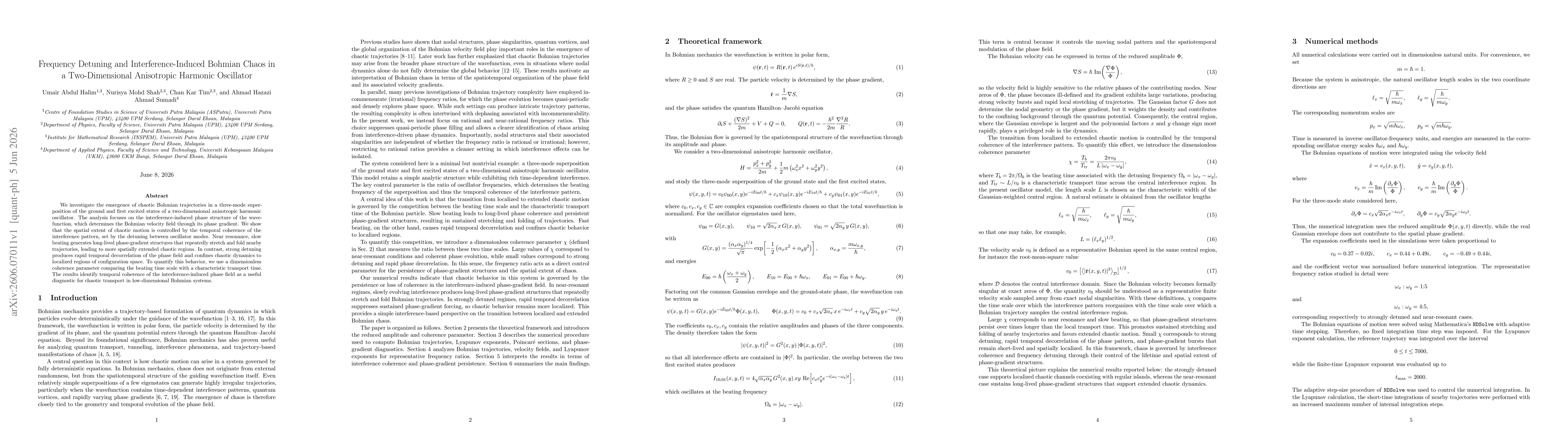 Thumbnail for Frequency Detuning and Interference-Induced Bohmian Chaos in a Two-Dimensional Anisotropic Harmonic Oscillator