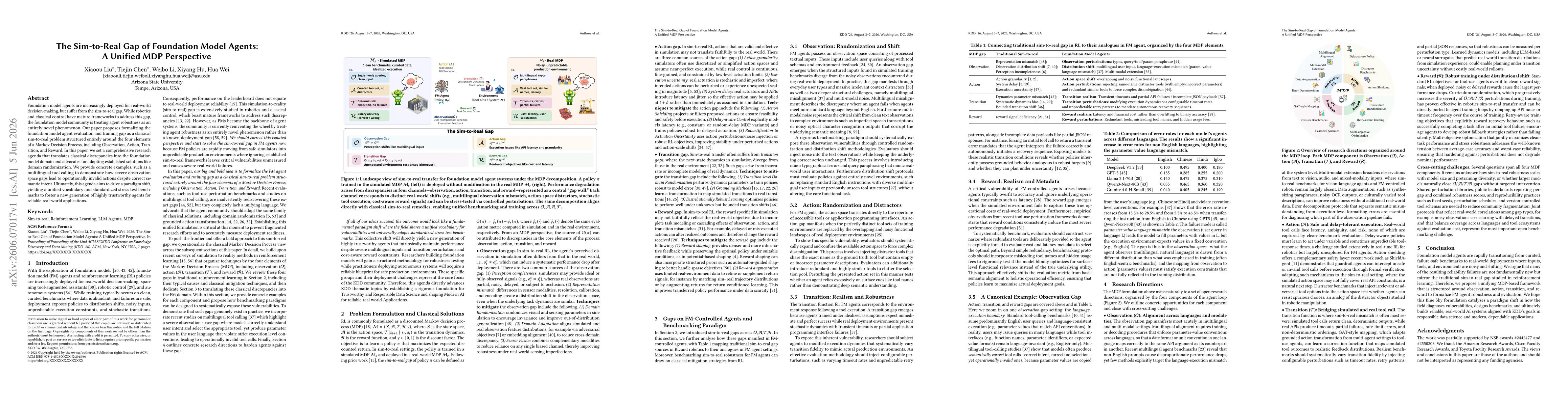 Thumbnail for The Sim-to-Real Gap of Foundation Model Agents: A Unified MDP Perspective