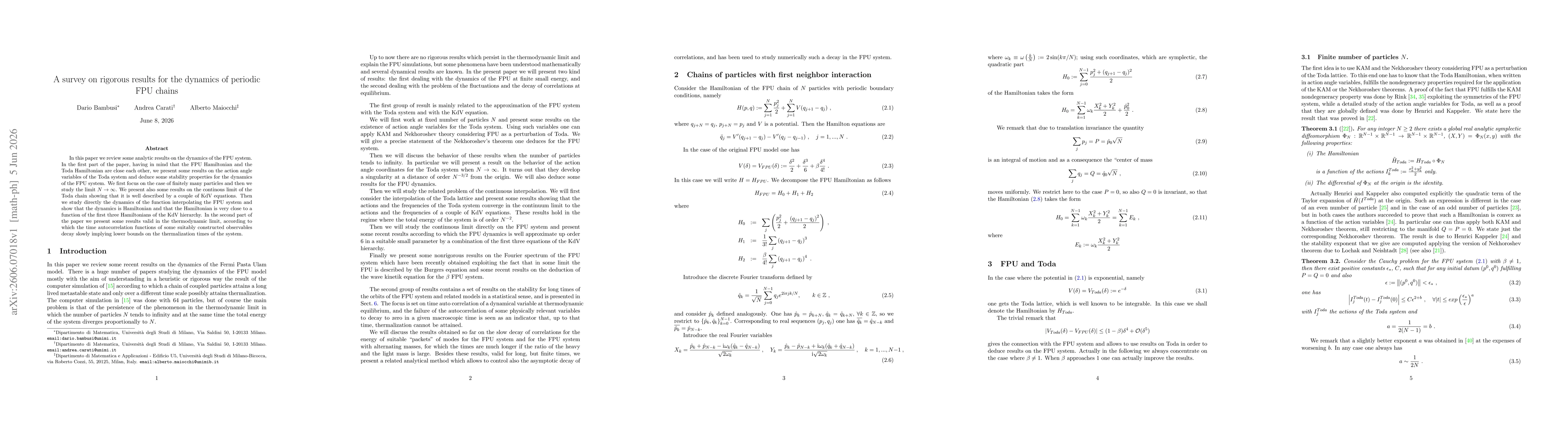 Thumbnail for A survey on rigorous results for the dynamics of periodic FPU chains