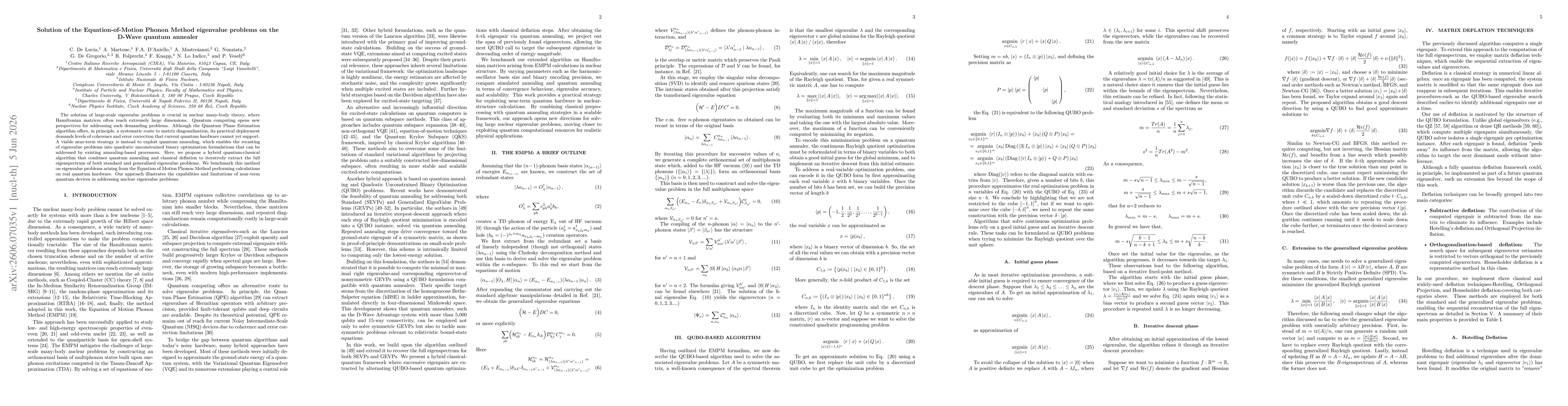 Thumbnail for Solution of the Equation-of-Motion Phonon Method eigenvalue problems on the D-Wave quantum annealer