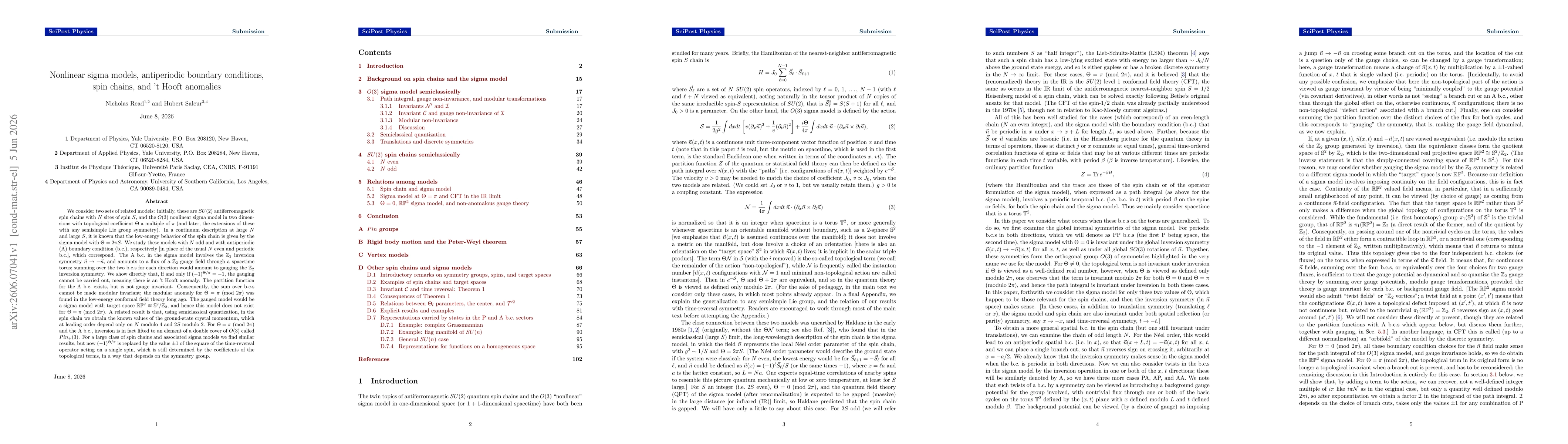 Thumbnail for Nonlinear sigma models, antiperiodic boundary conditions, spin chains, and 't Hooft anomalies
