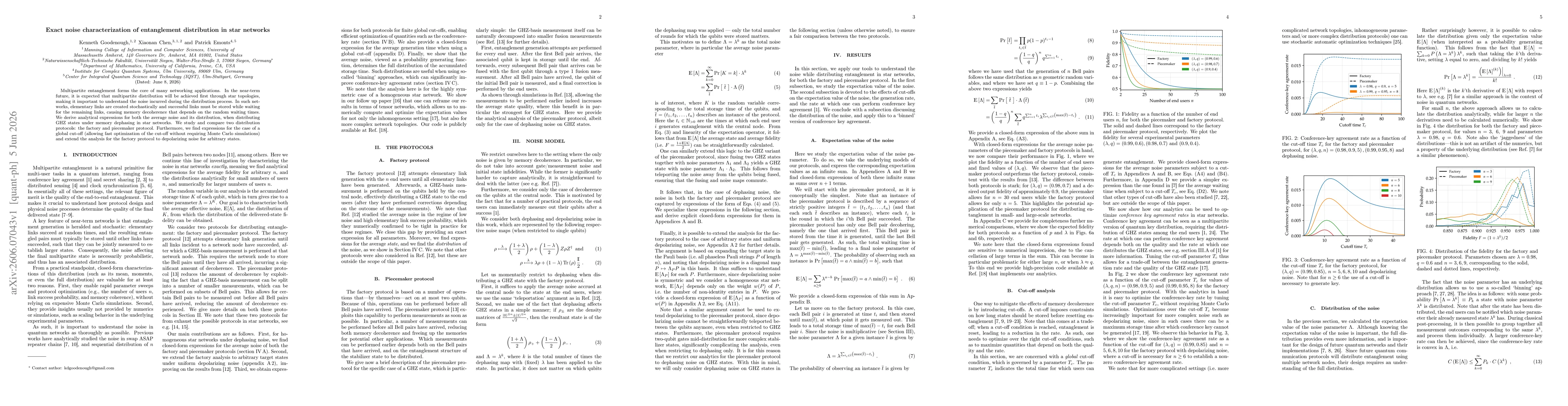 Thumbnail for Exact noise characterization of entanglement distribution in star networks