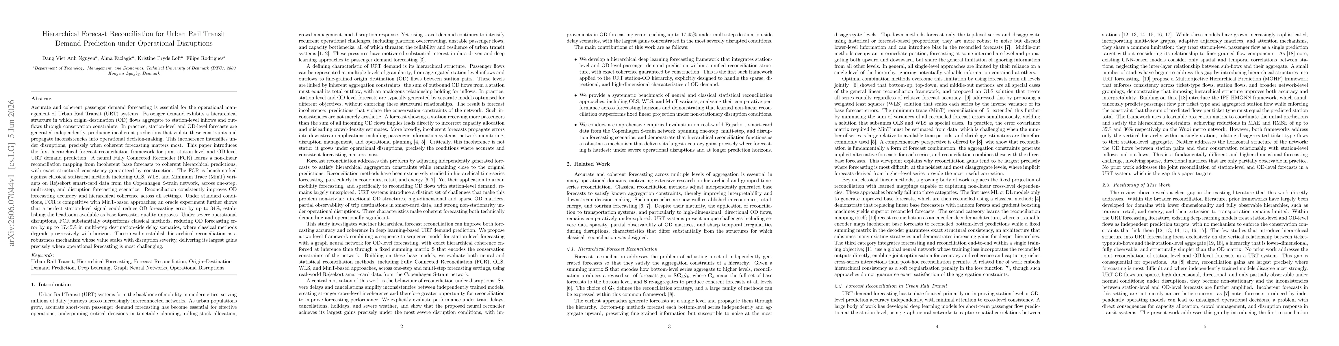 Thumbnail for Hierarchical Forecast Reconciliation for Urban Rail Transit Demand Prediction under Operational Disruptions