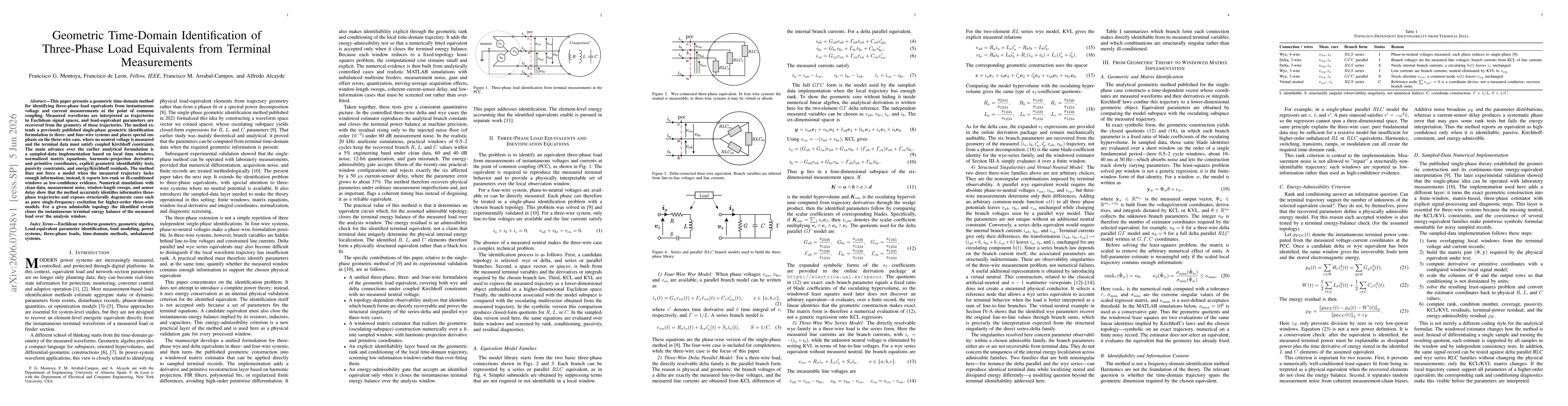 Thumbnail for Geometric Time-Domain Identification of Three-Phase Load Equivalents from Terminal Measurements