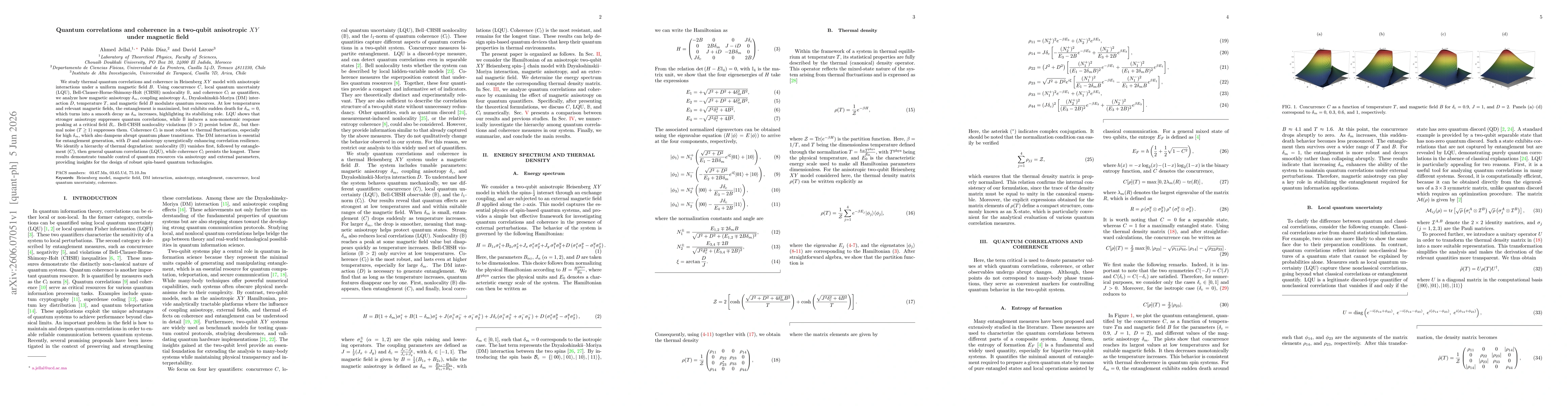 Thumbnail for Quantum correlations and coherence in a two-qubit anisotropic $XY$ under magnetic field