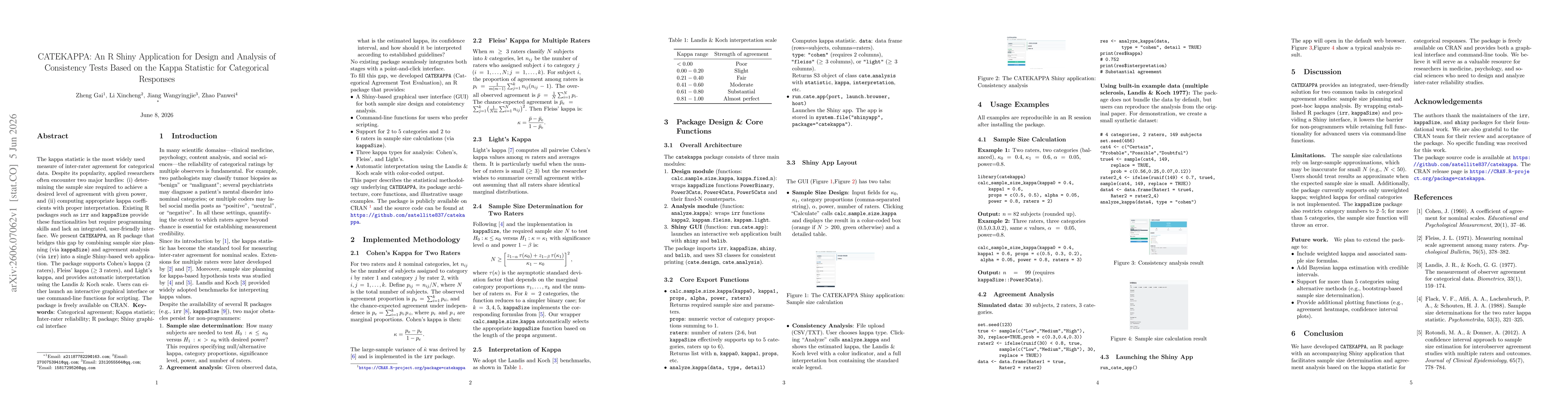 Thumbnail for CATEKAPPA: An R Shiny Application for Design and Analysis of Consistency Tests Based on the Kappa Statistic for Categorical Responses