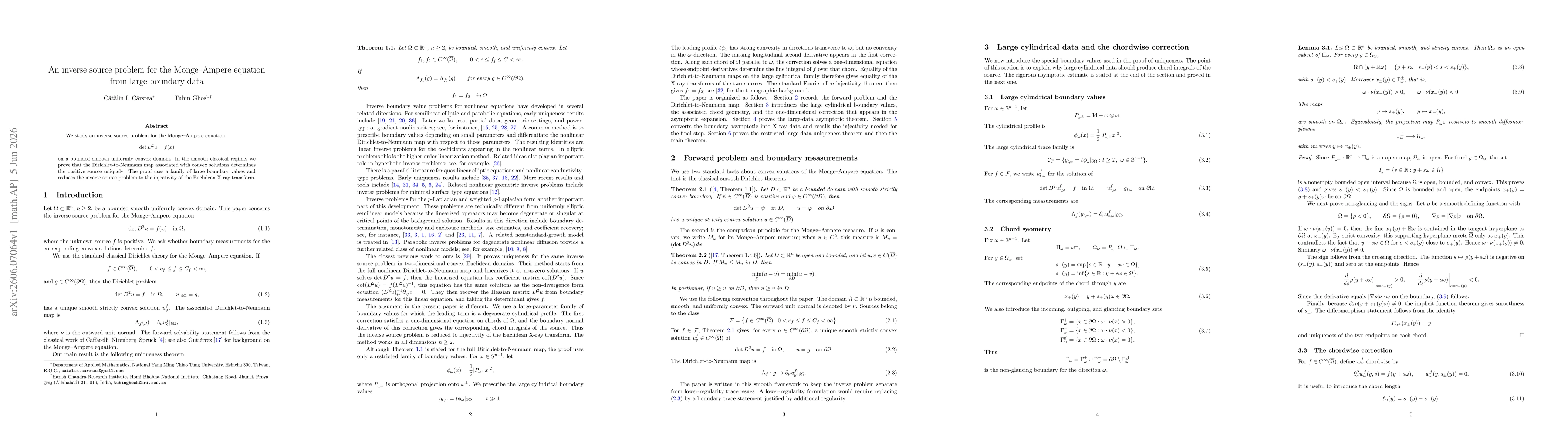 Thumbnail for An inverse source problem for the Monge--Ampere equation from large boundary data