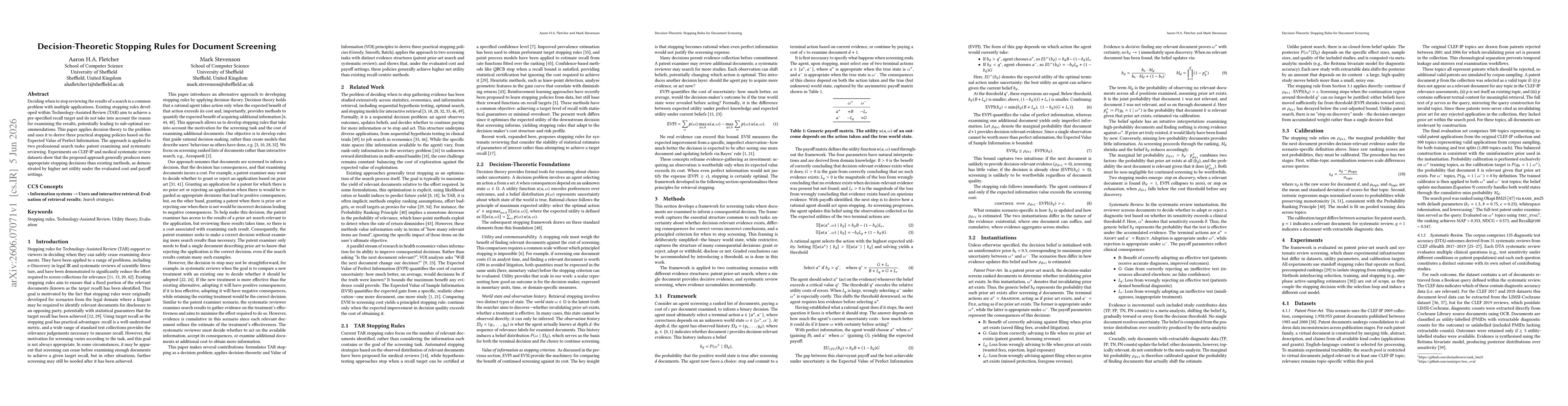 Thumbnail for Decision-Theoretic Stopping Rules for Document Screening