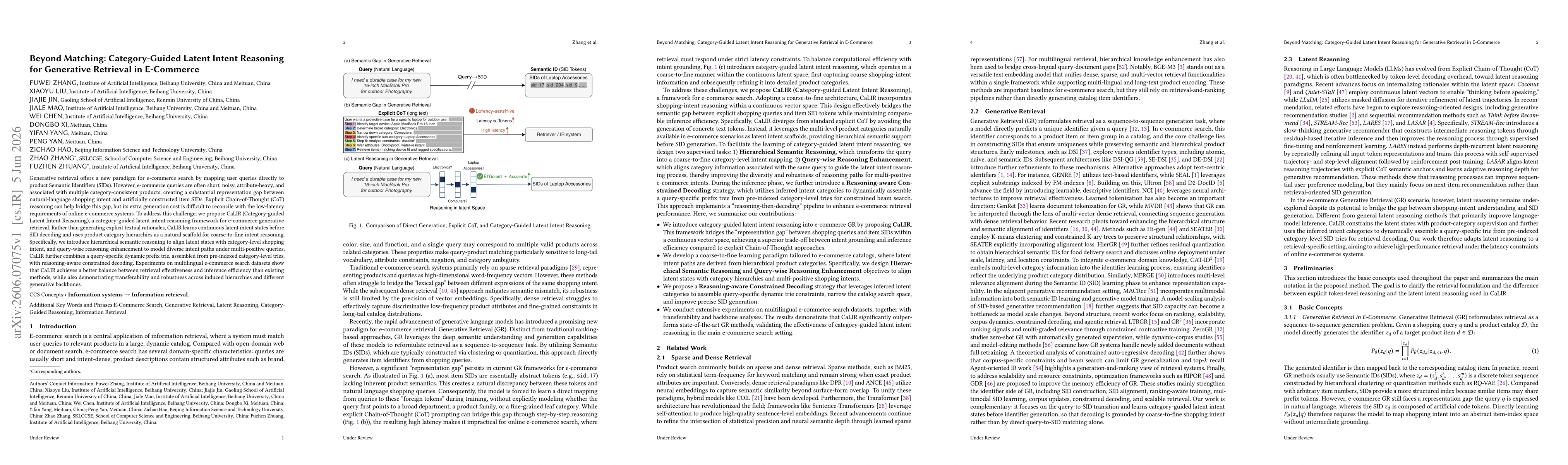 Thumbnail for Beyond Matching: Category-Guided Latent Intent Reasoning for Generative Retrieval in E-Commerce