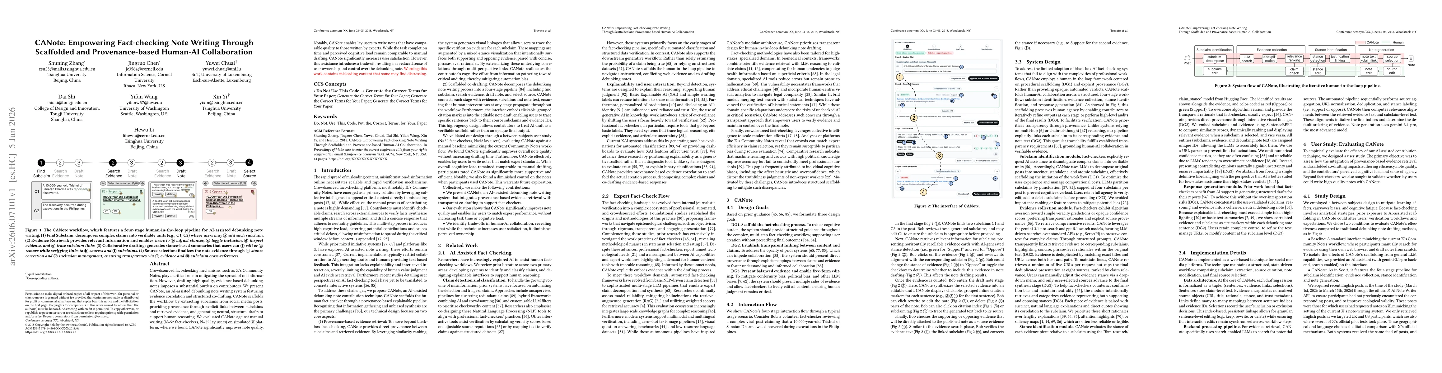 Thumbnail for CANote: Empowering Fact-checking Note Writing Through Scaffolded and Provenance-based Human-AI Collaboration