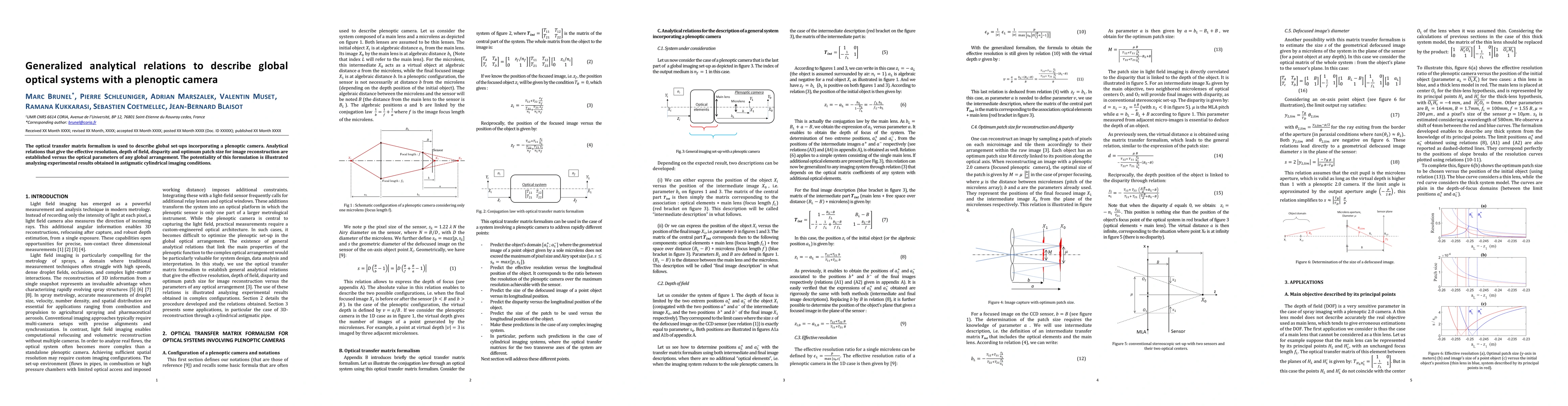 Thumbnail for Generalized analytical relations to describe global optical systems with a plenoptic camera