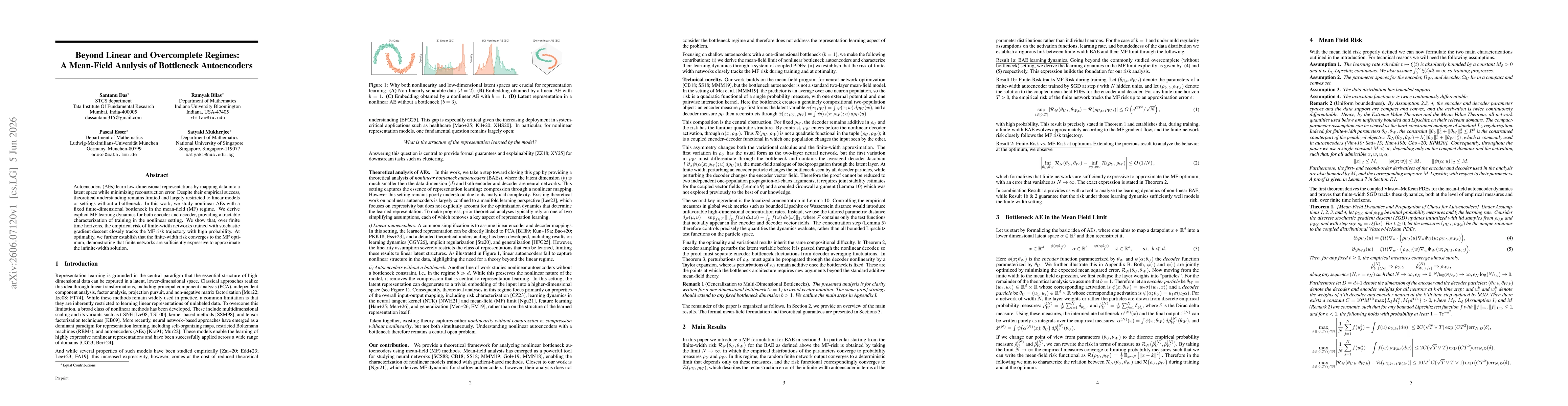 Thumbnail for Beyond Linear and Overcomplete Regimes: A Mean-Field Analysis of Bottleneck Autoencoders