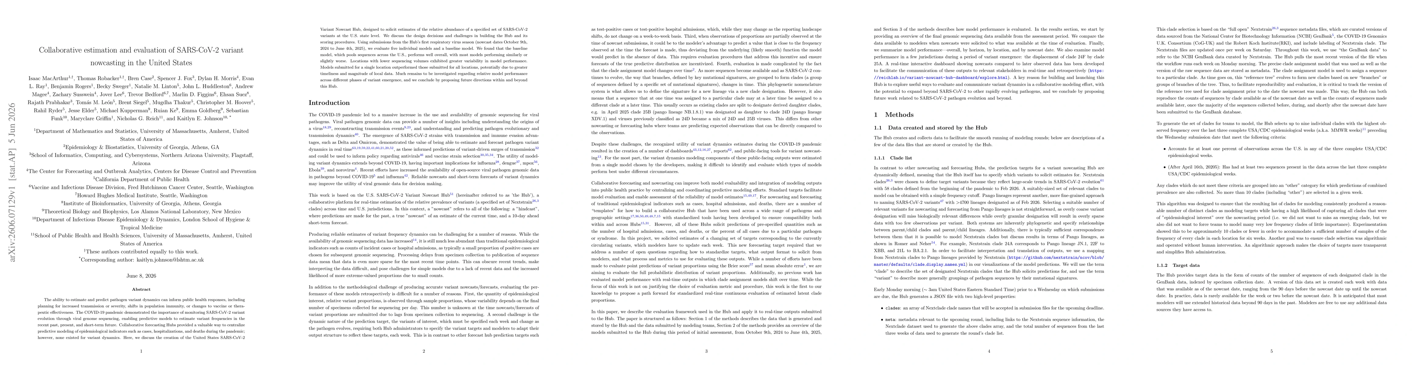 Thumbnail for Collaborative estimation and evaluation of SARS-CoV-2 variant nowcasting in the United States