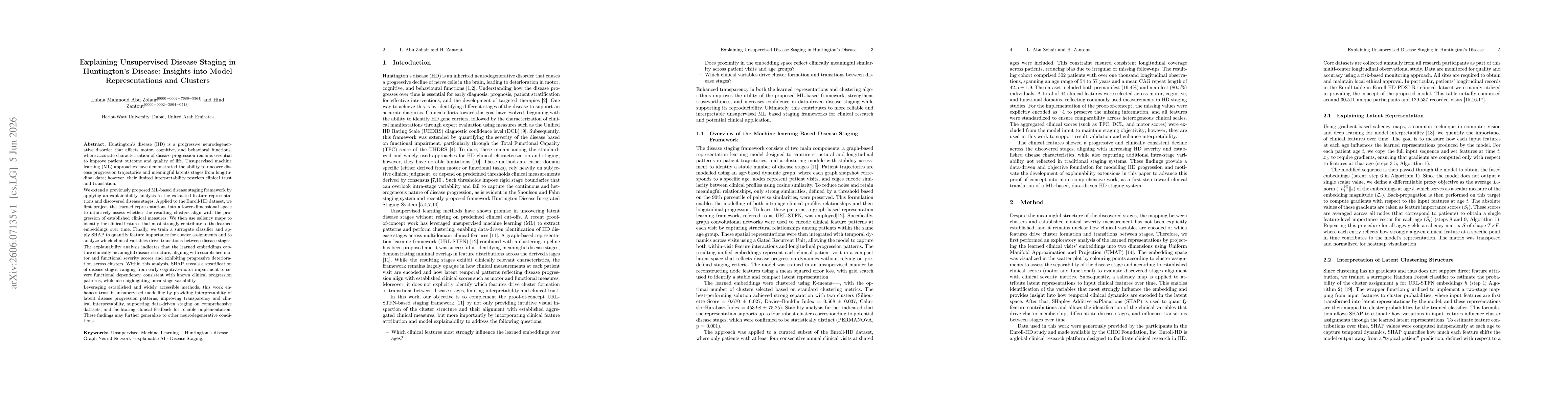 Thumbnail for Explaining Unsupervised Disease Staging in Huntington's Disease: Insights into Model Representations and Clusters