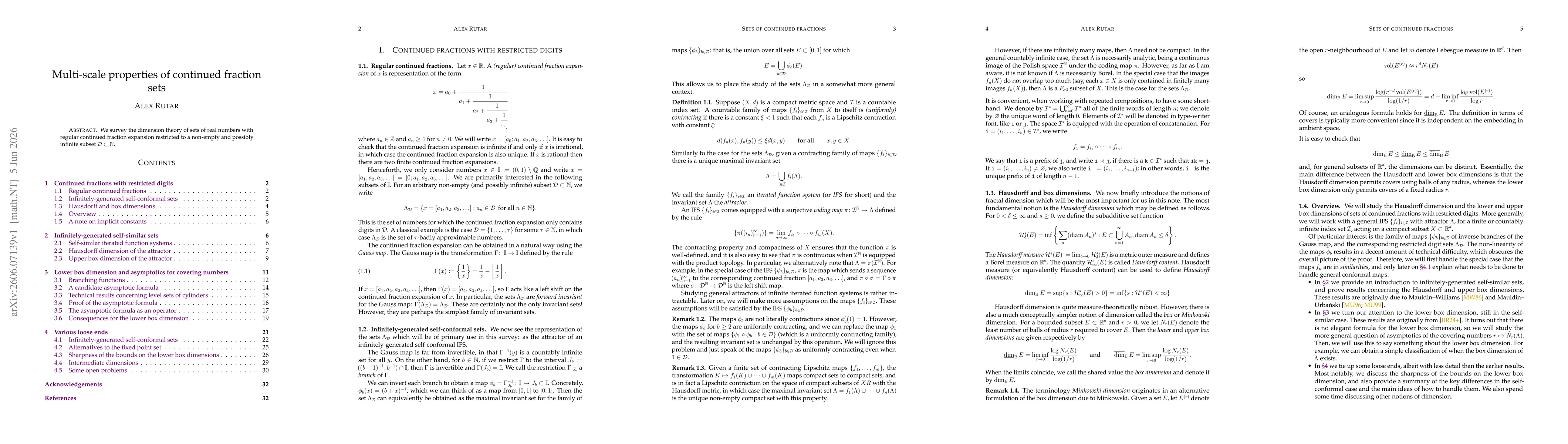 Thumbnail for Multi-scale properties of continued fraction sets