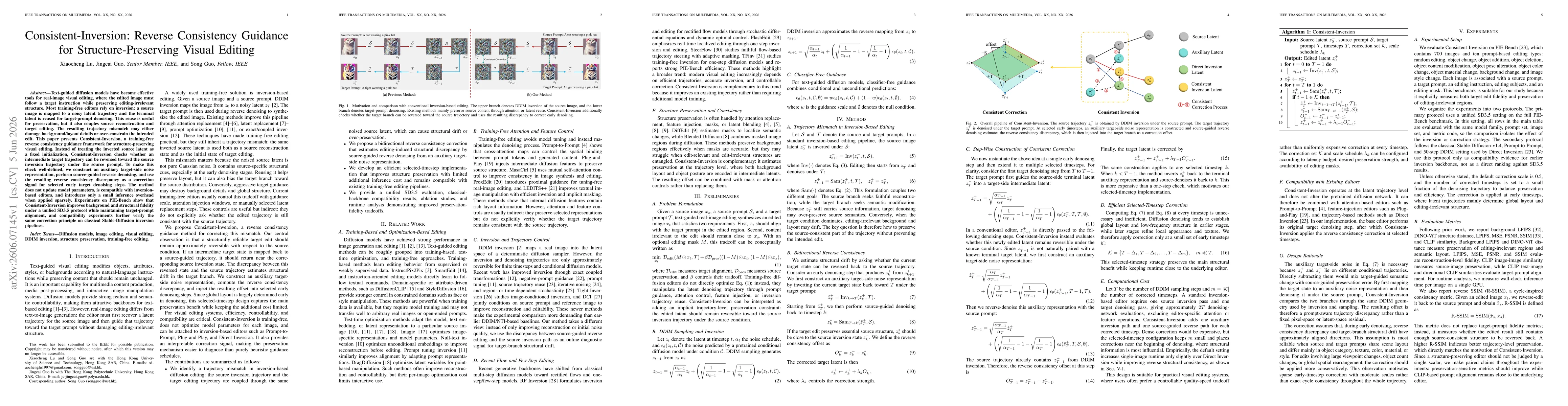 Thumbnail for Consistent-Inversion: Reverse Consistency Guidance for Structure-Preserving Visual Editing