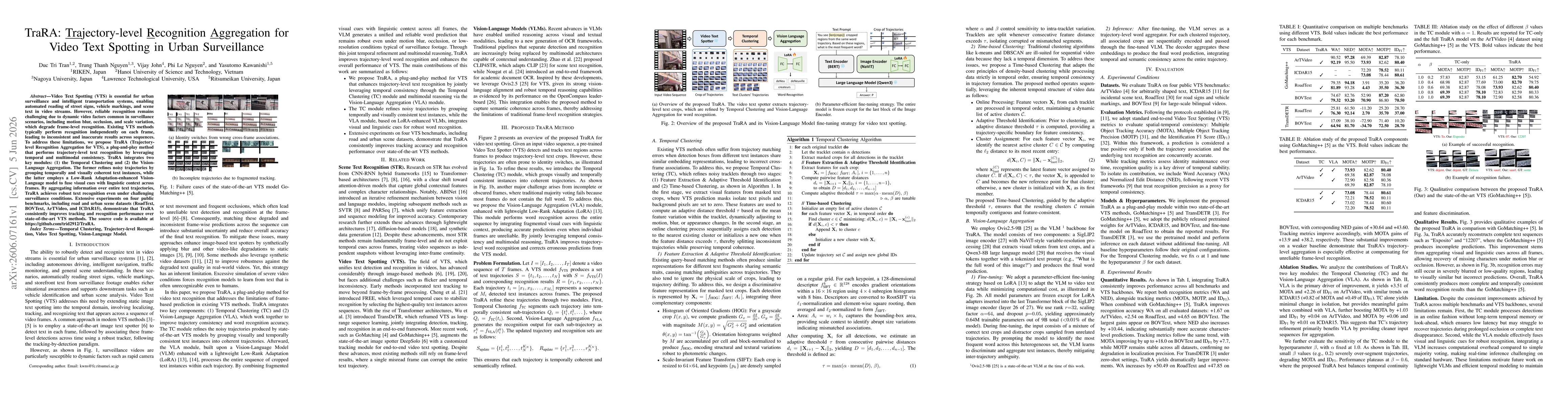 Thumbnail for TraRA: Trajectory-level Recognition Aggregation for Video Text Spotting in Urban Surveillance