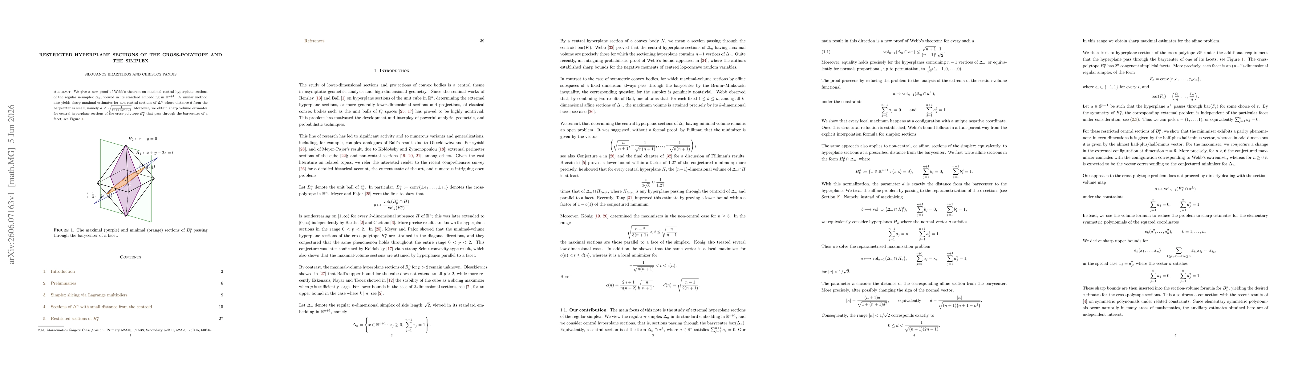 Thumbnail for Restricted Hyperplane Sections of the Cross-Polytope and the Simplex