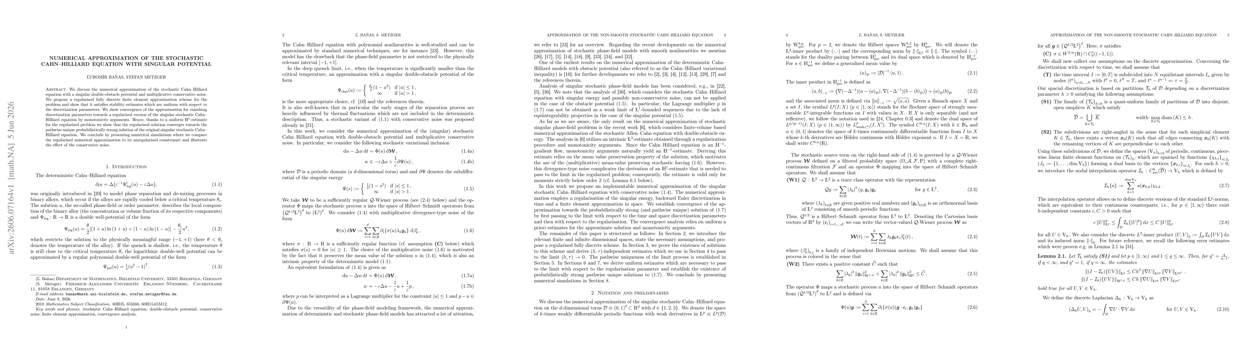 Thumbnail for Numerical Approximation of the stochastic Cahn--Hilliard equation with singular potential