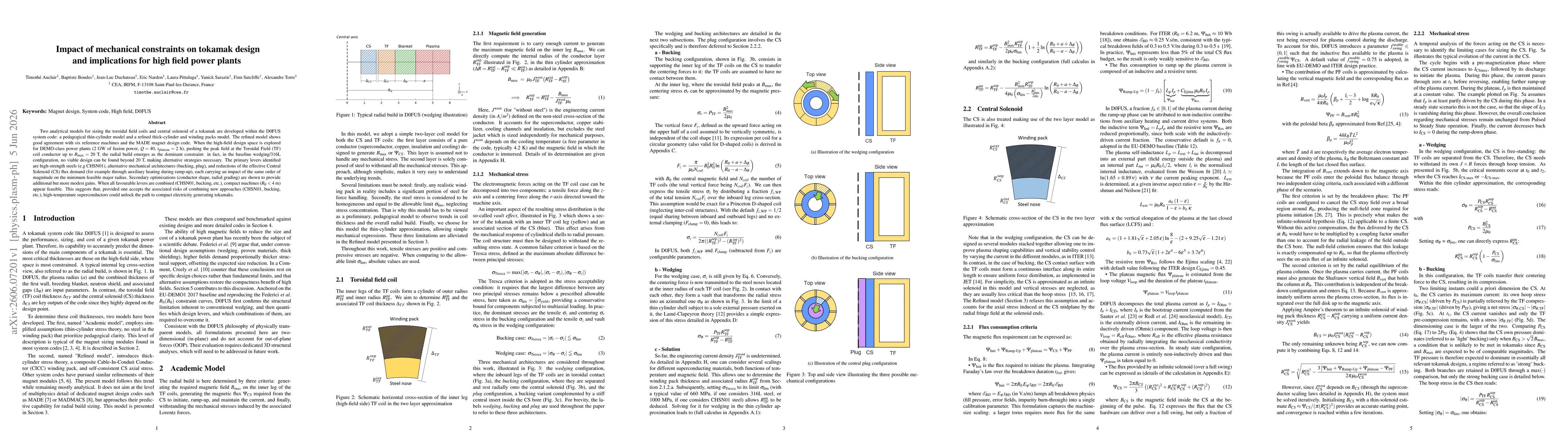 Thumbnail for Impact of mechanical constraints on tokamak design and implications for high field power plants