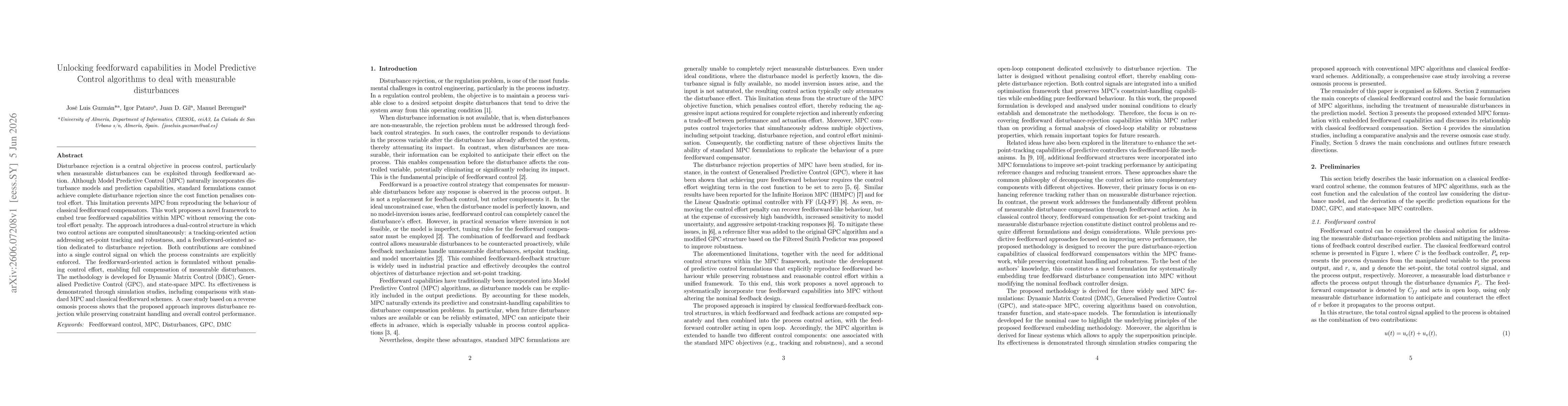Thumbnail for Unlocking feedforward capabilities in Model Predictive Control algorithms to deal with measurable disturbances