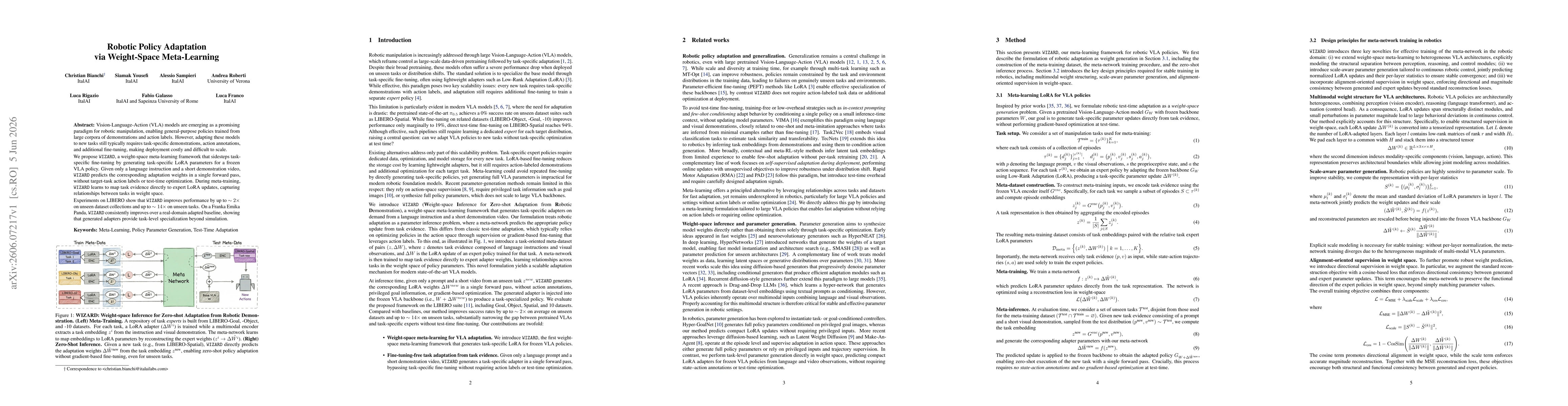 Thumbnail for Robotic Policy Adaptation via Weight-Space Meta-Learning
