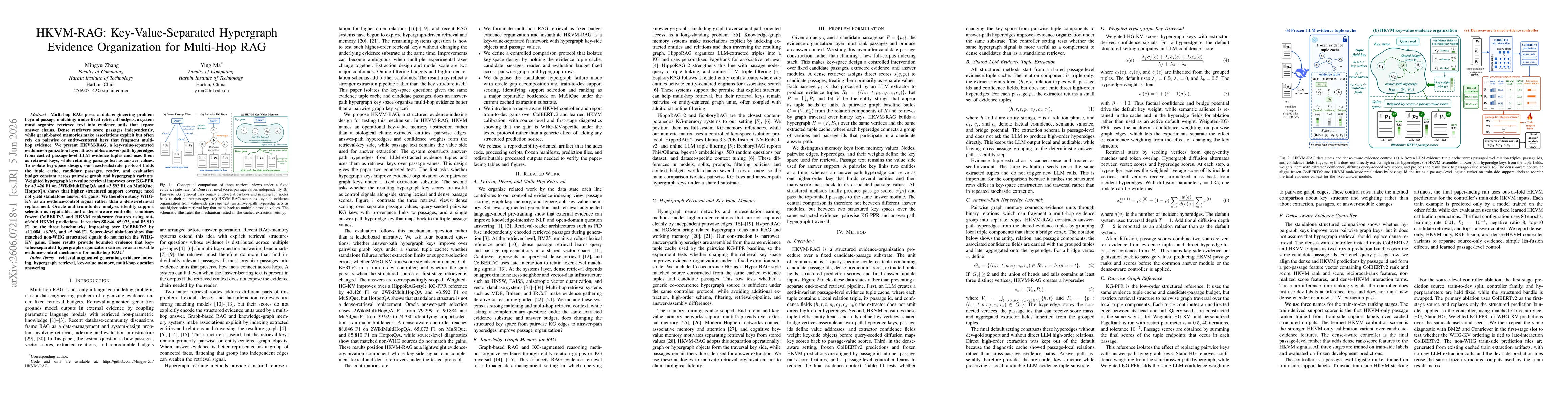 Thumbnail for HKVM-RAG: Key-Value-Separated Hypergraph Evidence Organization for Multi-Hop RAG