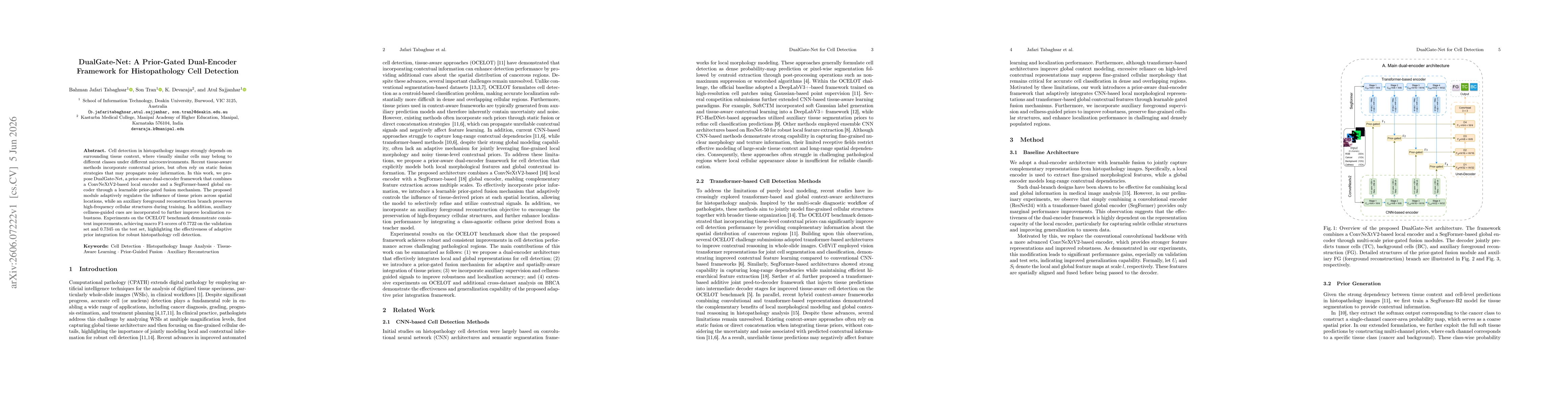 Thumbnail for DualGate-Net: A Prior-Gated Dual-Encoder Framework for Histopathology Cell Detection