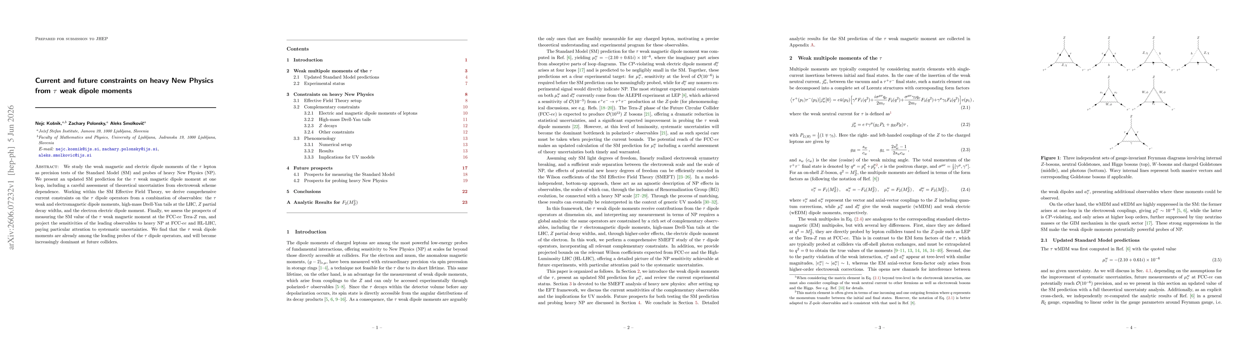 Thumbnail for Current and future constraints on heavy New Physics from $τ$ weak dipole moments
