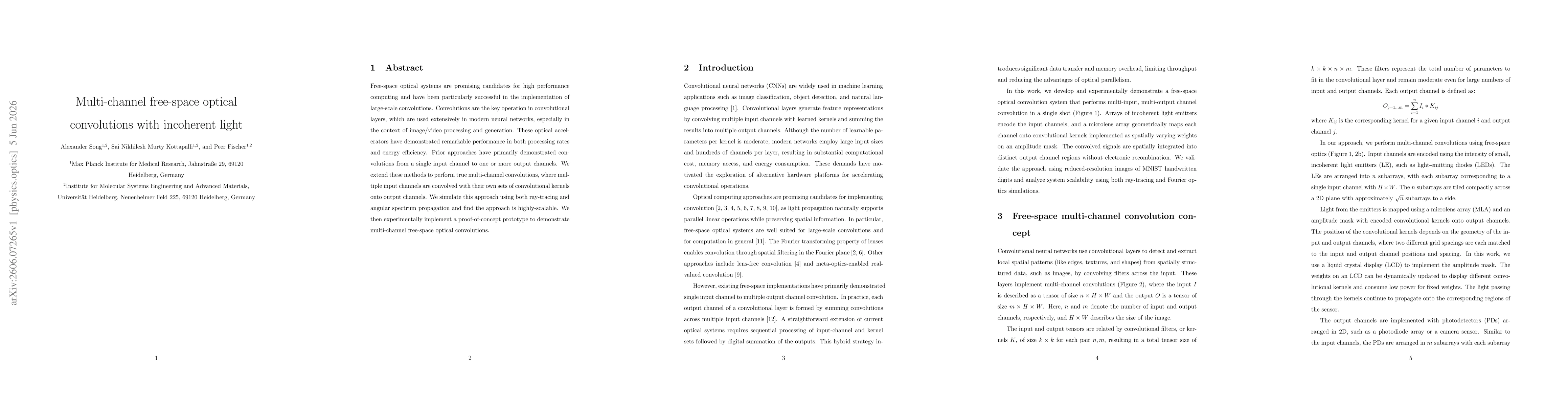 Thumbnail for Multi-channel free-space optical convolutions with incoherent light