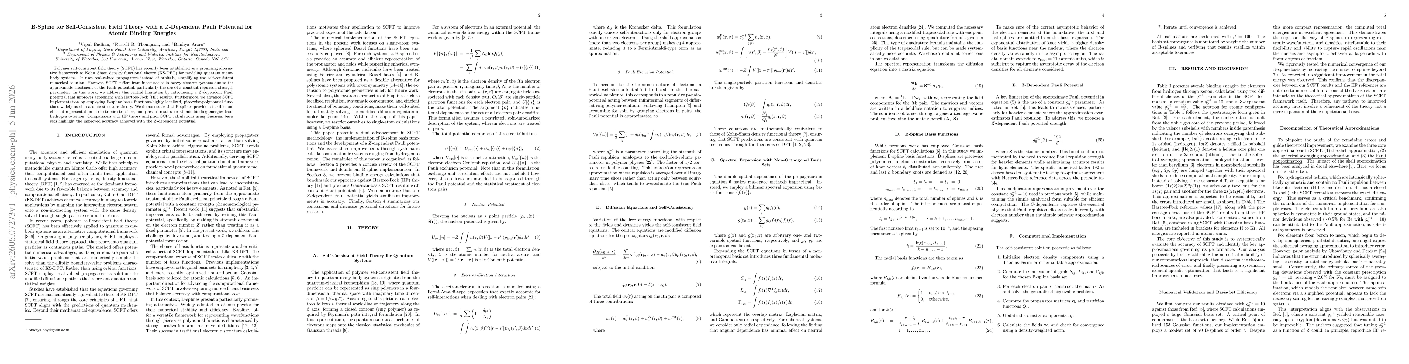Thumbnail for B-Spline for Self-Consistent Field Theory with a Z-Dependent Pauli Potential for Atomic Binding Energies