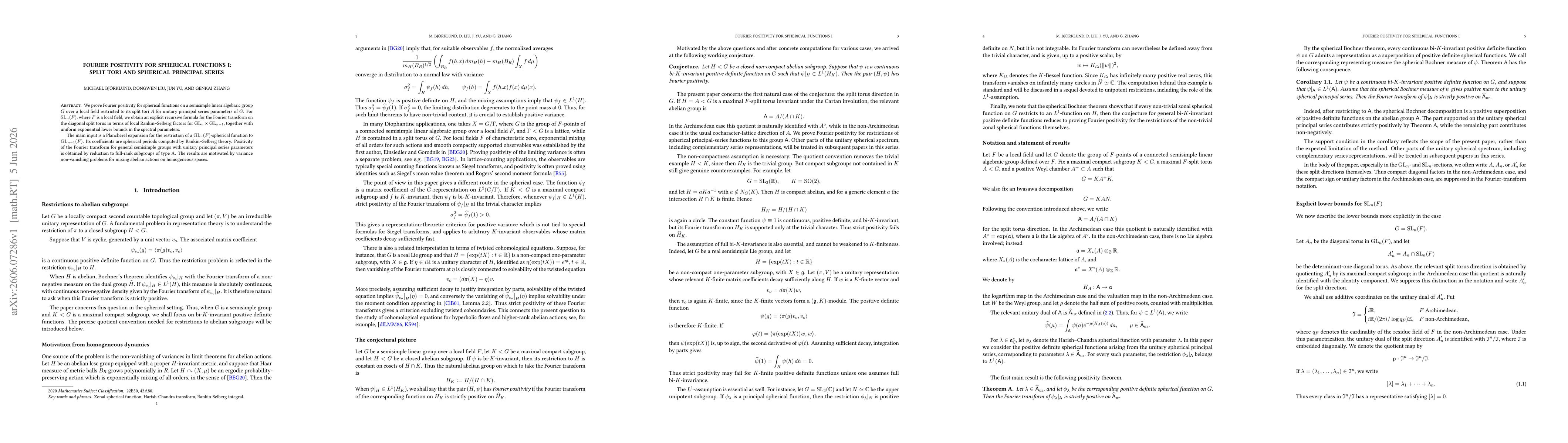 Thumbnail for Fourier positivity for spherical functions I: split tori and spherical principal series