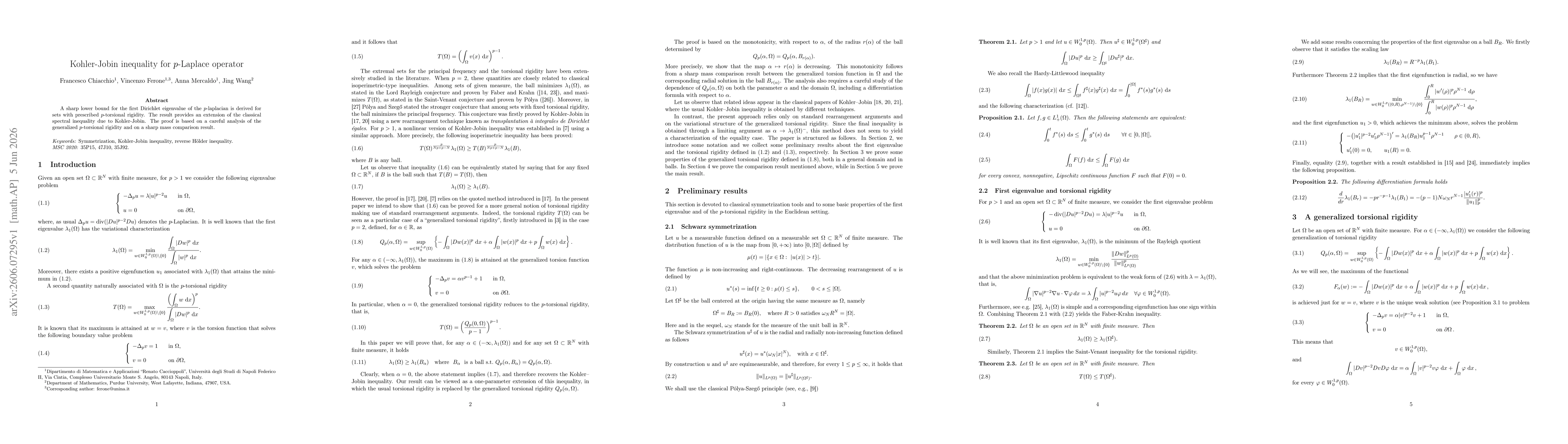 Thumbnail for Kohler-Jobin inequality for $p$-Laplace operator