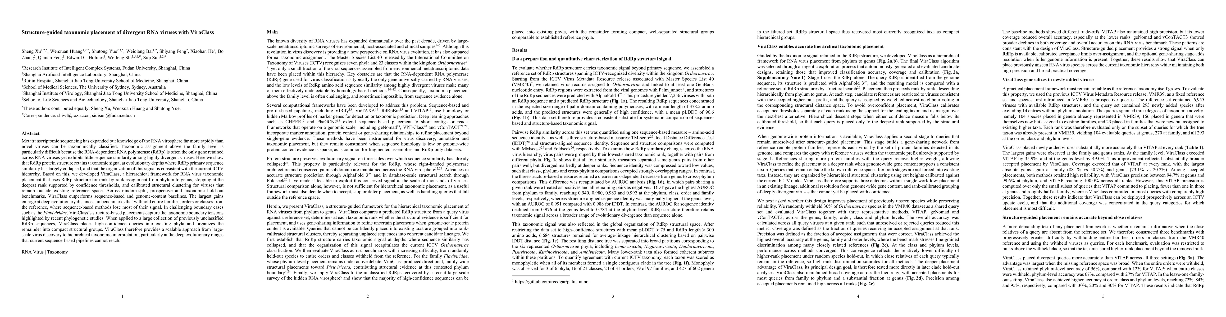 Thumbnail for Structure-guided taxonomic placement of divergent RNA viruses with ViraClass
