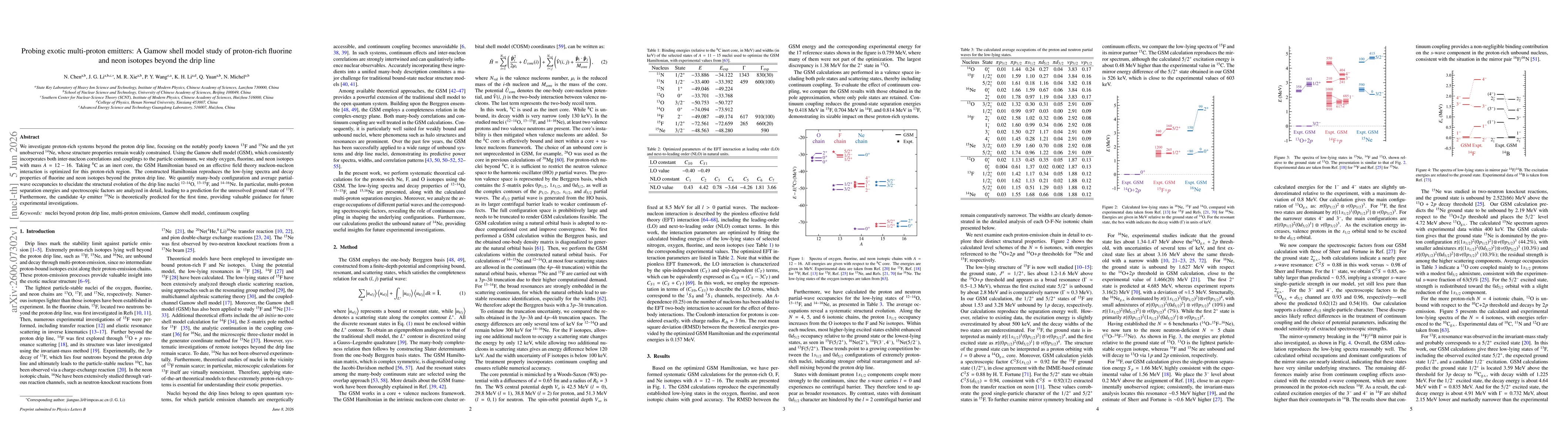 Thumbnail for Probing exotic multi-proton emitters: A Gamow shell model study of proton-rich fluorine and neon isotopes beyond the drip line