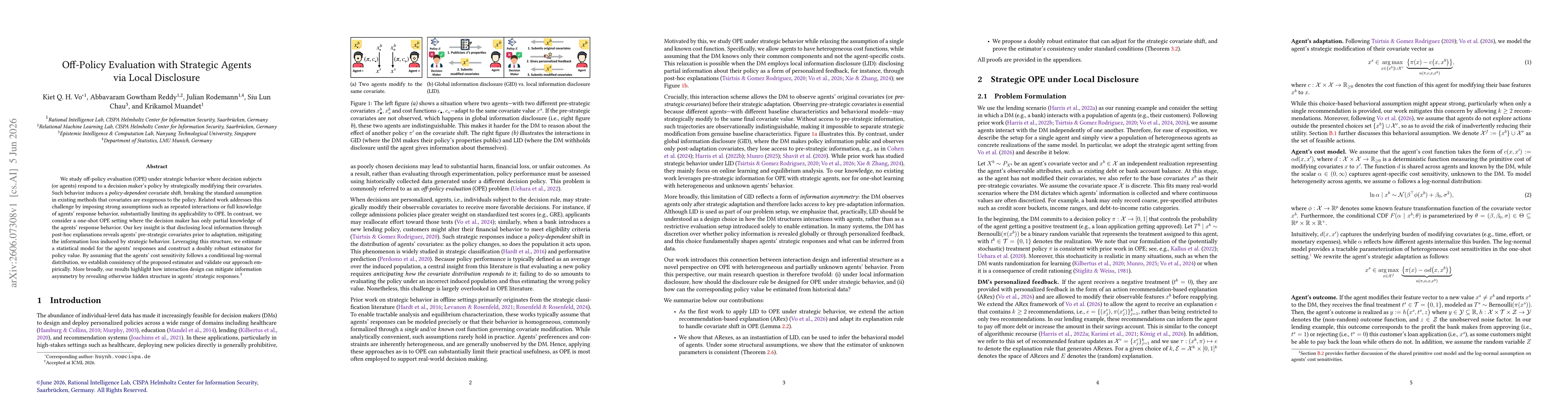 Thumbnail for Off-Policy Evaluation with Strategic Agents via Local Disclosure