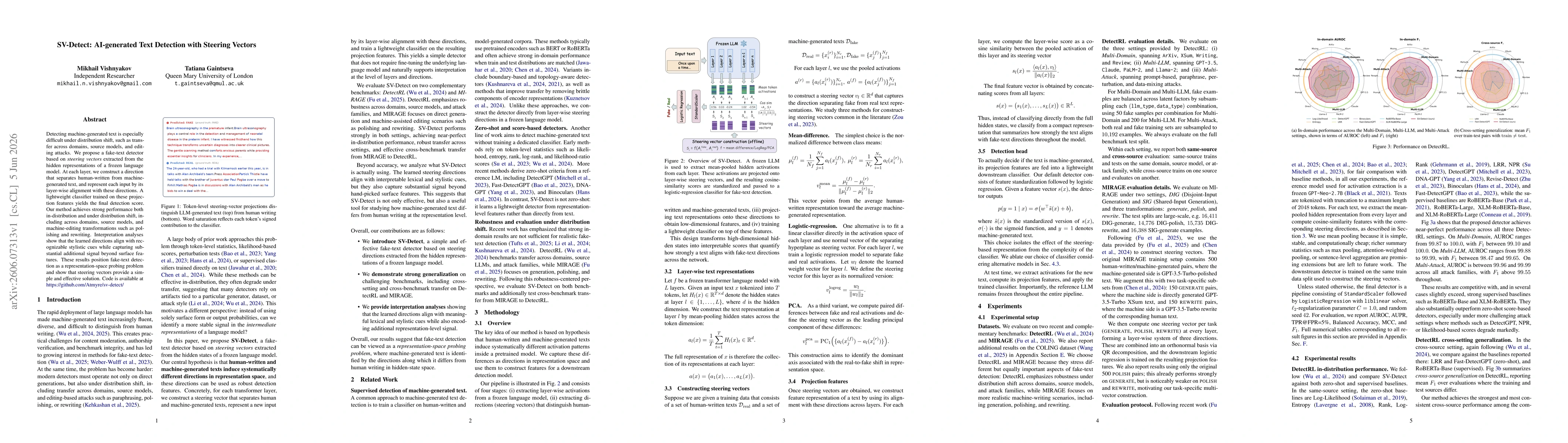 Thumbnail for SV-Detect: AI-generated Text Detection with Steering Vectors