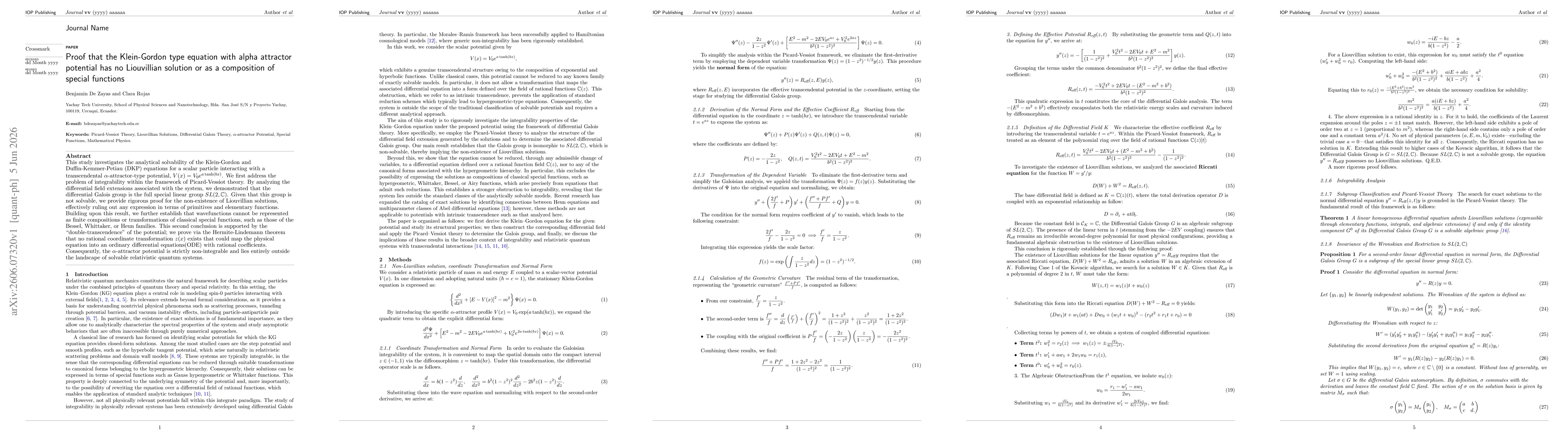 Thumbnail for Proof that the Klein-Gordon type equation with alpha attractor potential has no Liouvillian solution or as a composition of special functions