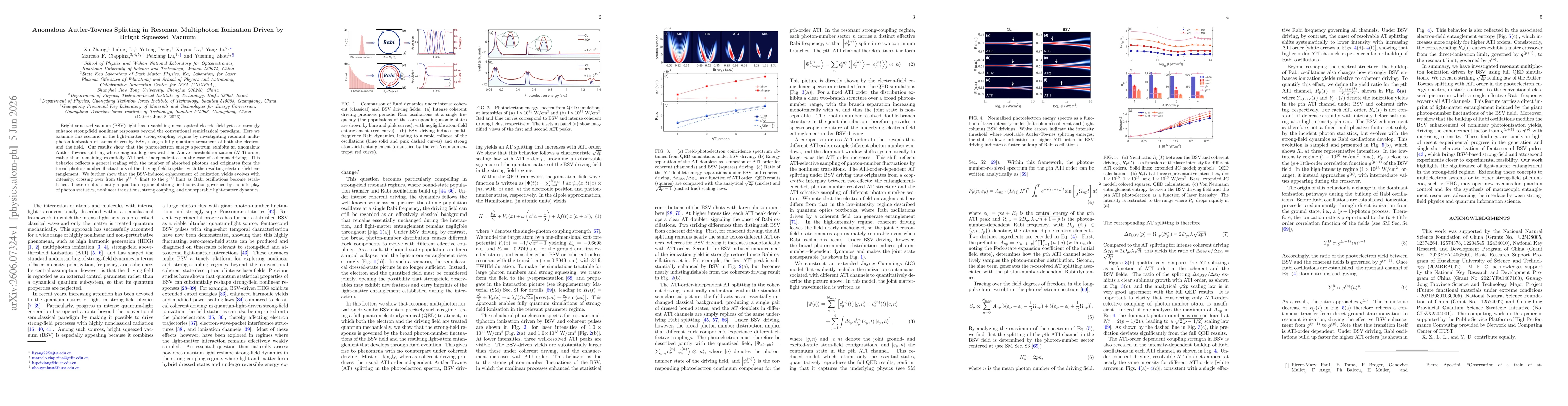 Thumbnail for Anomalous Autler-Townes Splitting in Resonant Multiphoton Ionization Driven by Bright Squeezed Vacuum
